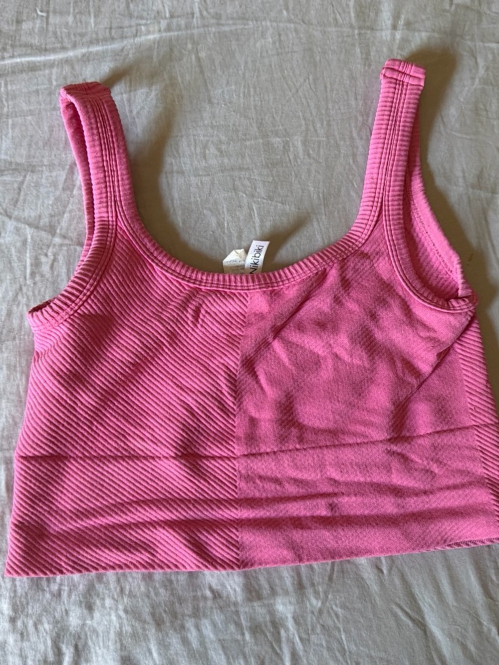 South Moon Under Pink Ribbed Scoop Crop Tank